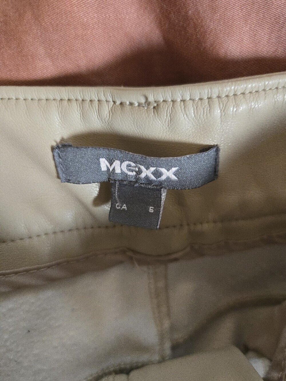 Mexx | Beige Faux Leather Straight Leg Pants, Size 6 - Picture 6 of 10